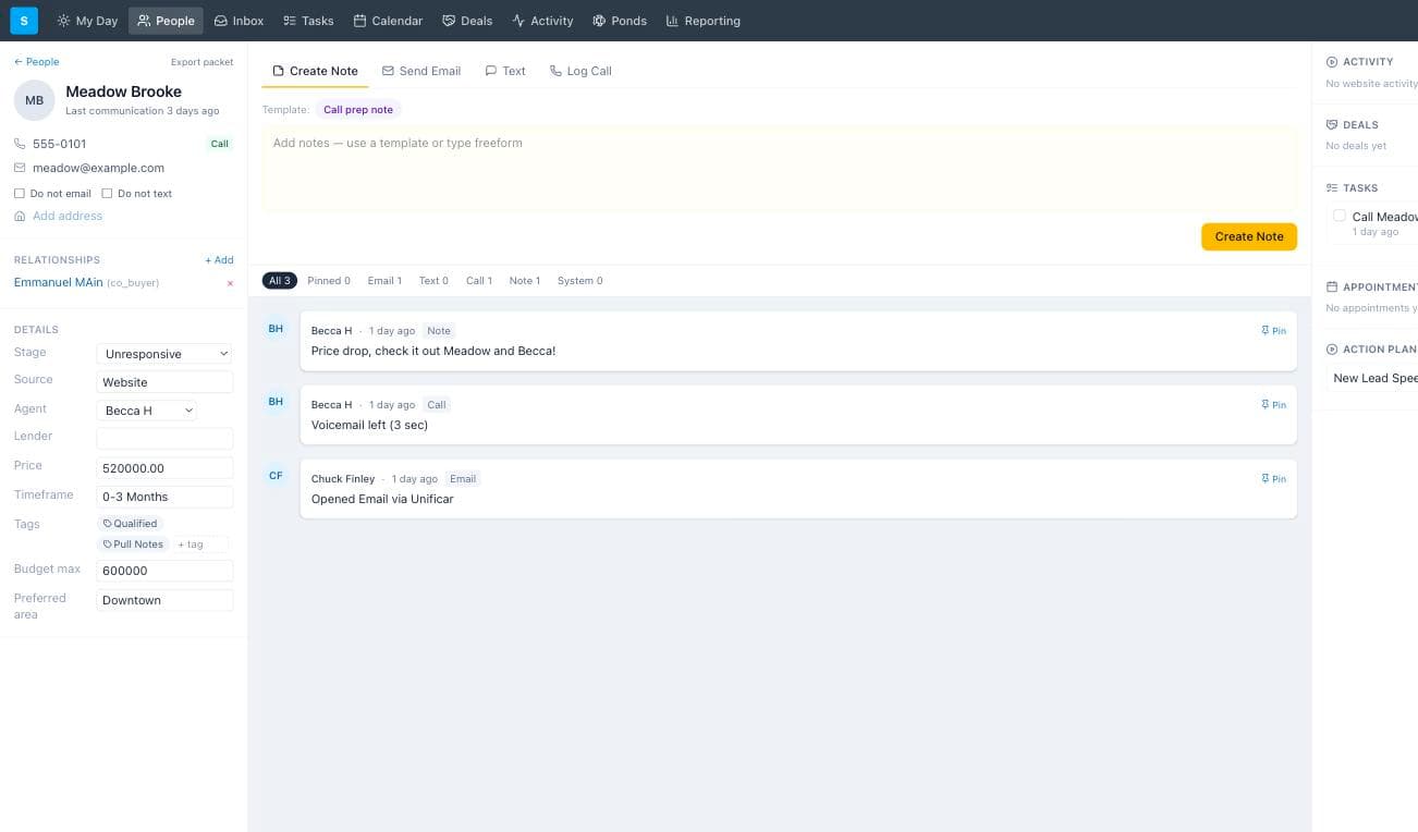 Unificar person record with the note composer and activity timeline